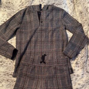 Plaid Long-Sleeve Top and jogger pants Set